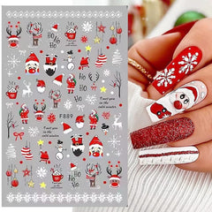 10 Blatt Nagelsticker Weihnachten Nagelaufkleber Selbstklebend Bule White Pine Tree Rentier Nail Art Sticker Dekoration Nageldesign Zubehör