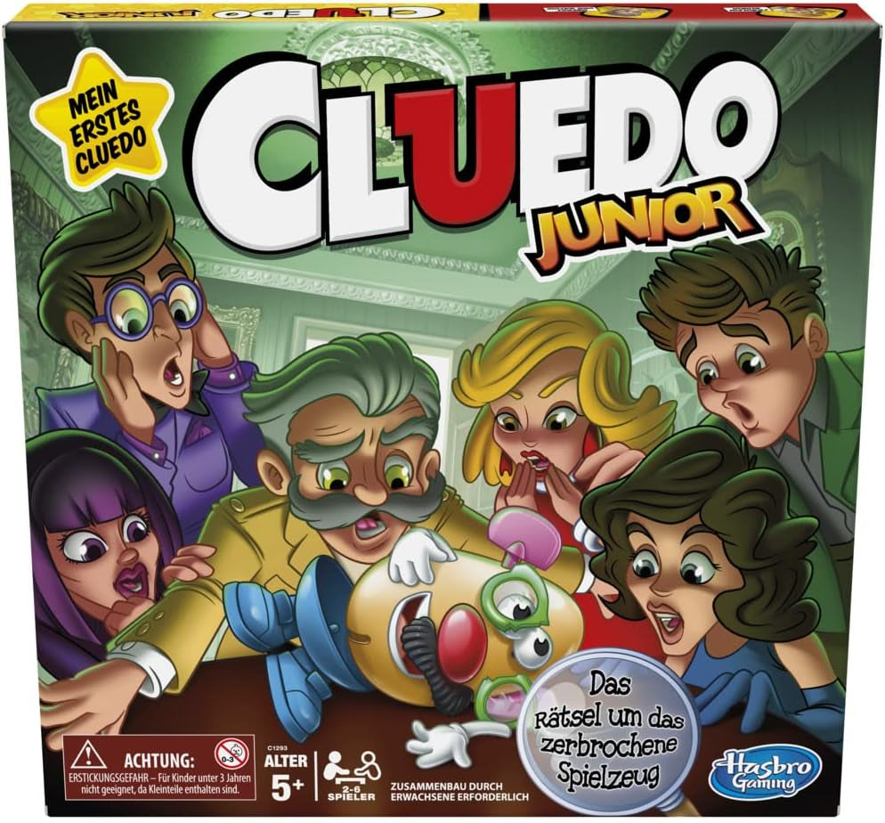 Joc de societate Cluedo Hasbro Gaming pentru copii cu vârsta de 8 ani și peste, joc Cluedo reproiectat pentru 2 până la 6 jucători, joc de detectivi și puzzle, joc de mister perfect pentru