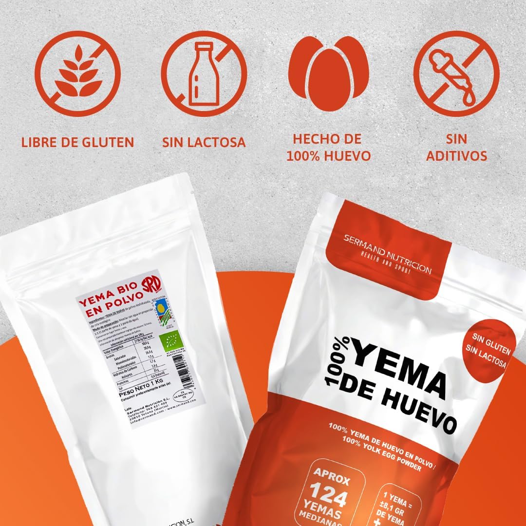 Serman Nutricion Yema de Huevo en Polvo Bio - Sin Gluten Sin Lactosa