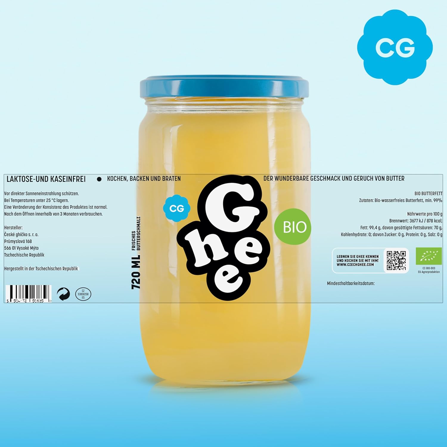 Mantequilla Ghee BIO 600 g - Ideal para Freír y Hornear Sin Lactosa