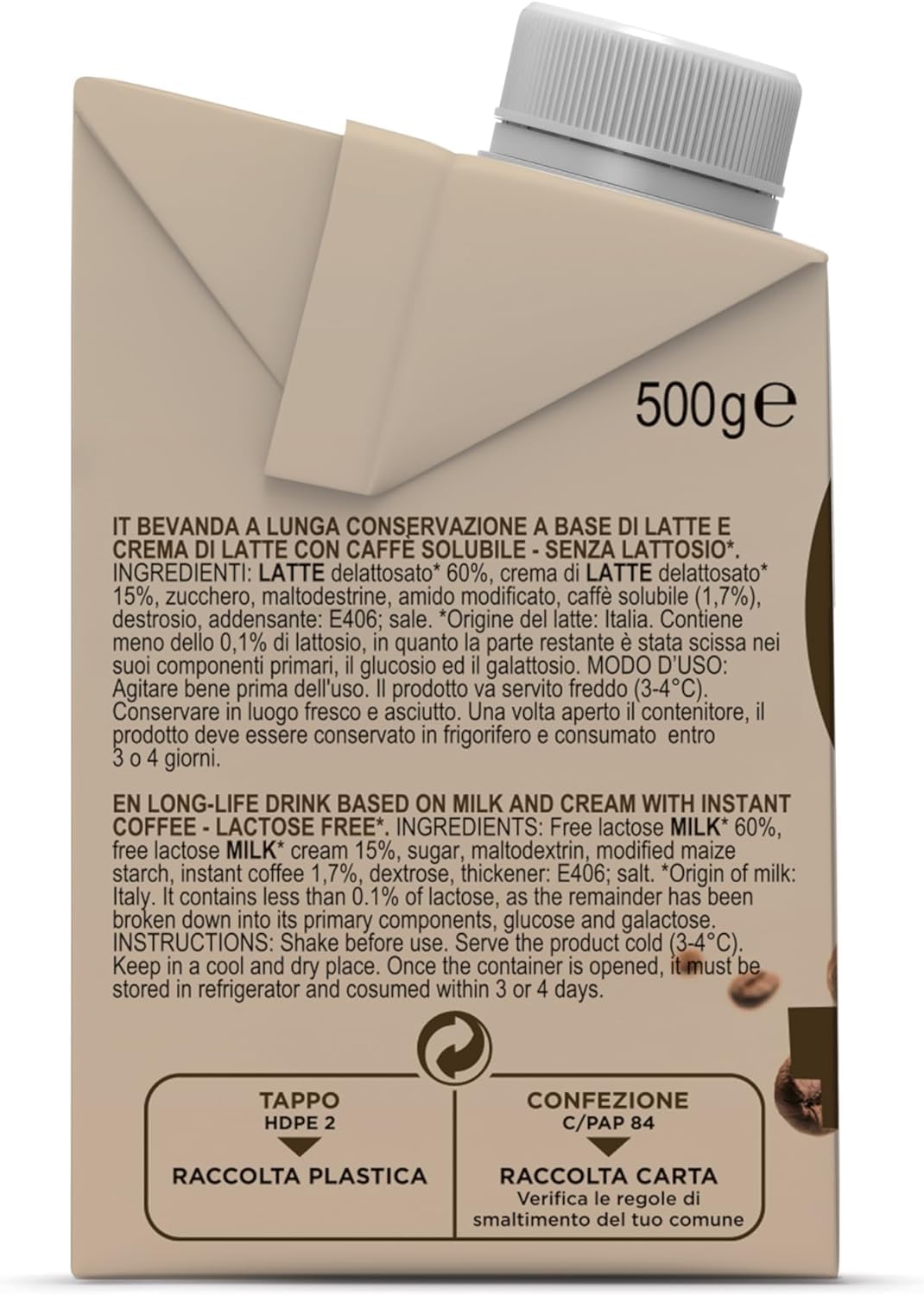 Gimoka Cream Caffè Latte Sin Lactosa Sin Gluten Sin Conservantes