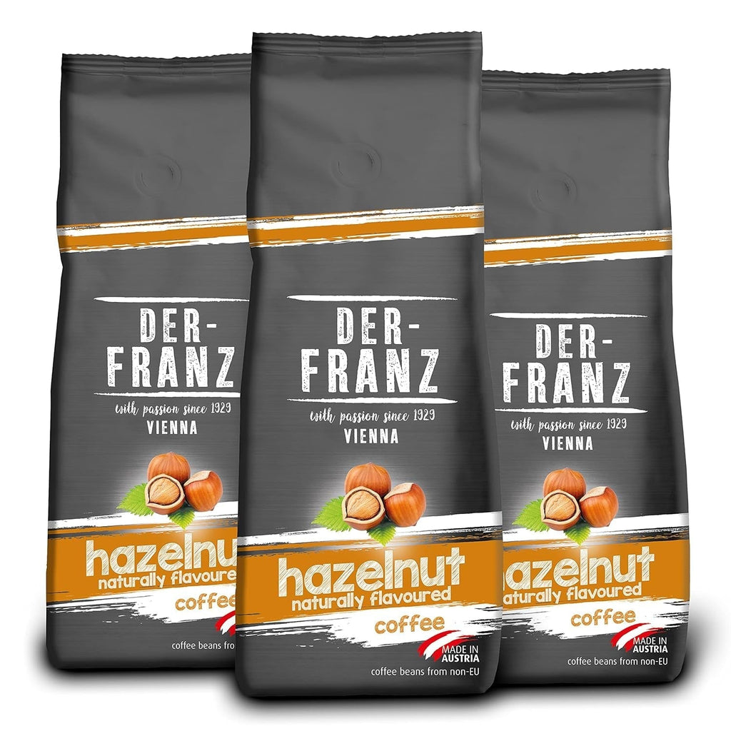 Cafea Der-Franz, boabe de cafea Arabica și Robusta Cafea Naty Shop 3 x 500 grame Alune