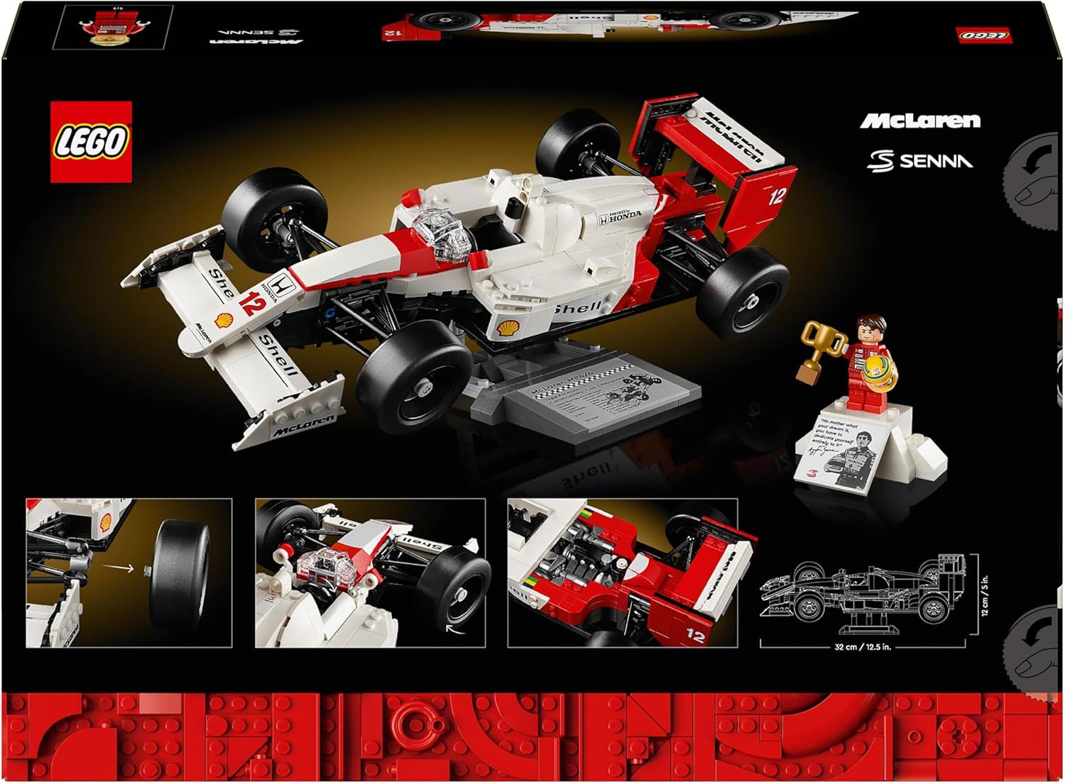 LEGO Icons Juego de modelos de auto Mclaren MP4/4 y Ayrton Senna, kit de auto de carreras de F1 para adultos con minifigura de corredor, coleccionable, idea de regalo para hombres, mujeres, él y ella 10330 Juegos de construcción Besuche den LEGO-Store