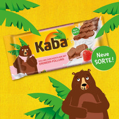 Chocolate con leche Kaba con crema de fresa, barra de chocolate rellena, barra de 90 g, chocolate derretido en la boca con crema afrutada de fresa y sabor original Kaba (paquete de 2)