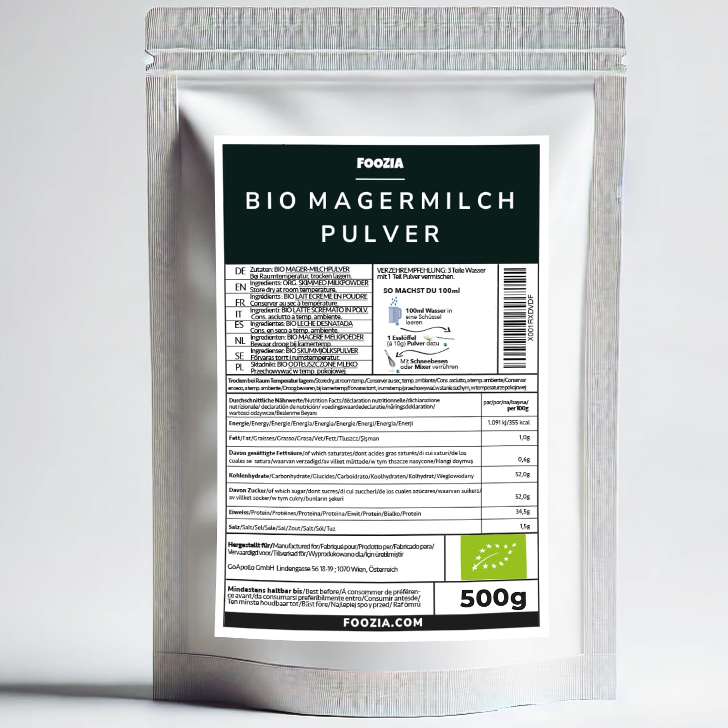 Leche Desnatada en Polvo Foozia Bio - Calidad Premium