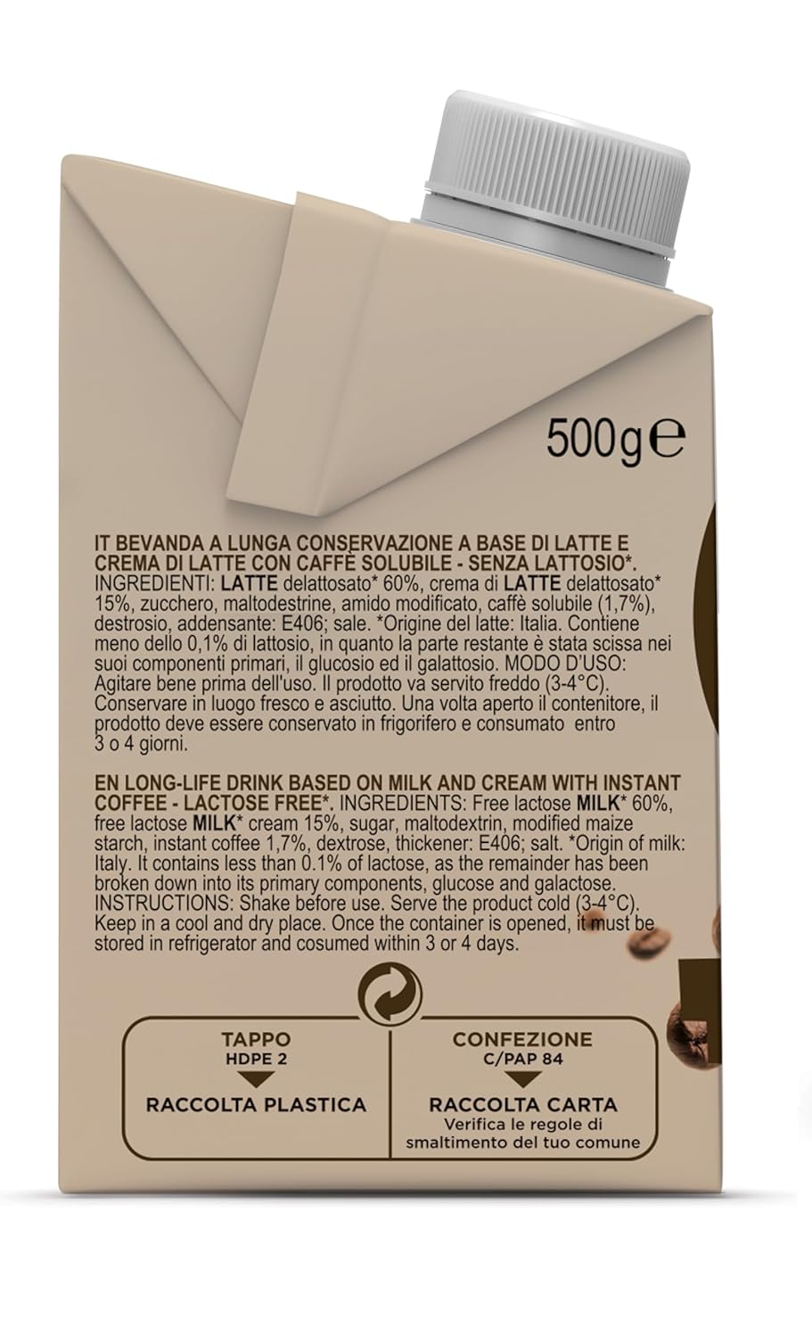 Gimoka Cream Caffè Latte Sin Lactosa Sin Gluten Sin Conservantes