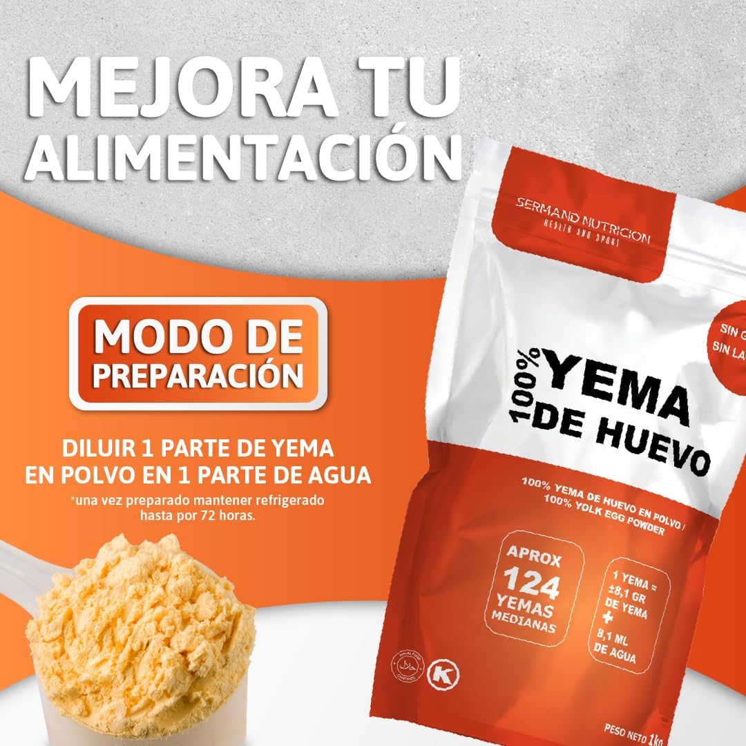 Serman Nutricion Yema de Huevo en Polvo Bio - Sin Gluten Sin Lactosa