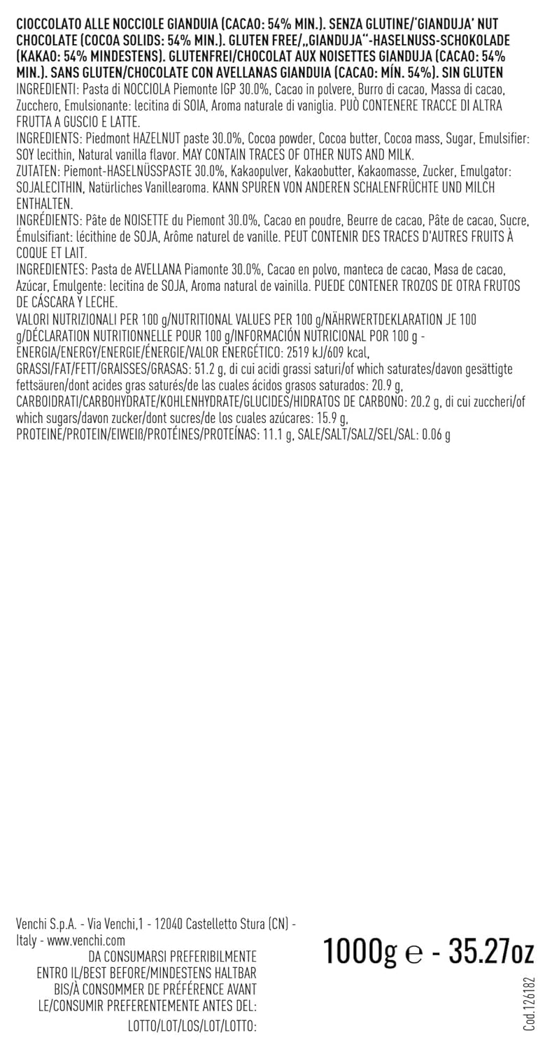 Venchi Gianduiotti Extra Negro 1 Kg - Chocolate Piemontese Con 75 Por Ciento De Pasta De Cacao Y Avellanas IGP Vegano Sin Gluten