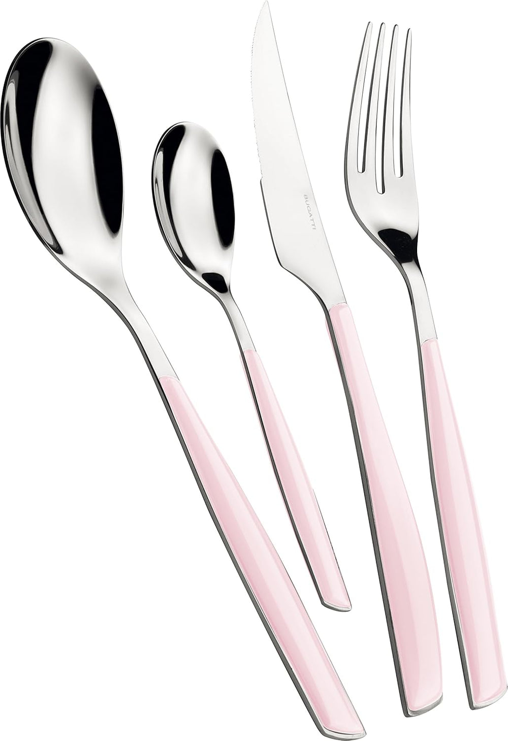 BUGATTI Glamour, Juego de Cubiertos para 6, 24 Piezas Acero Inoxidable 18/10 Naty Shop Rosa Loto