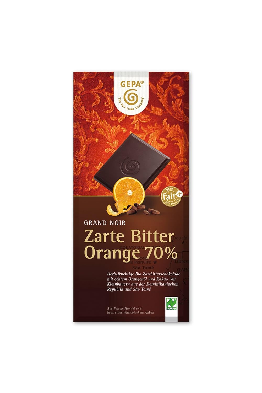 Grand Noir Delicada Naranja Amarga Orgánica 70 Por ciento Cacao - Suave Sabor a Naranja