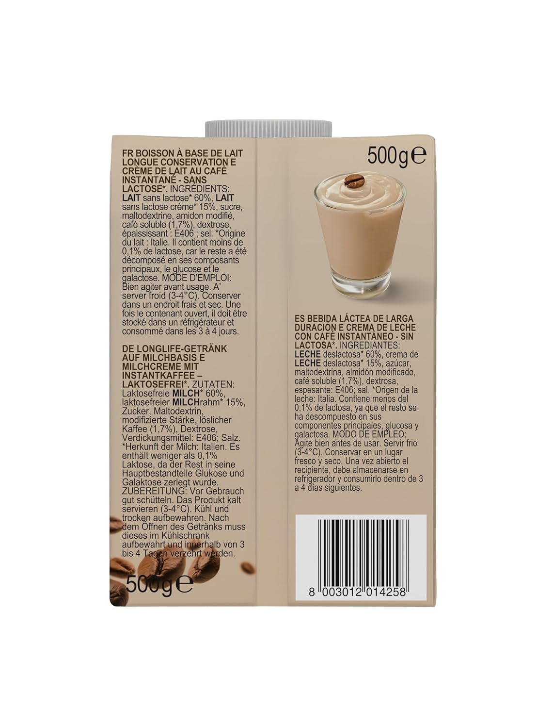 Gimoka Cream Caffè Latte Sin Lactosa Sin Gluten Sin Conservantes