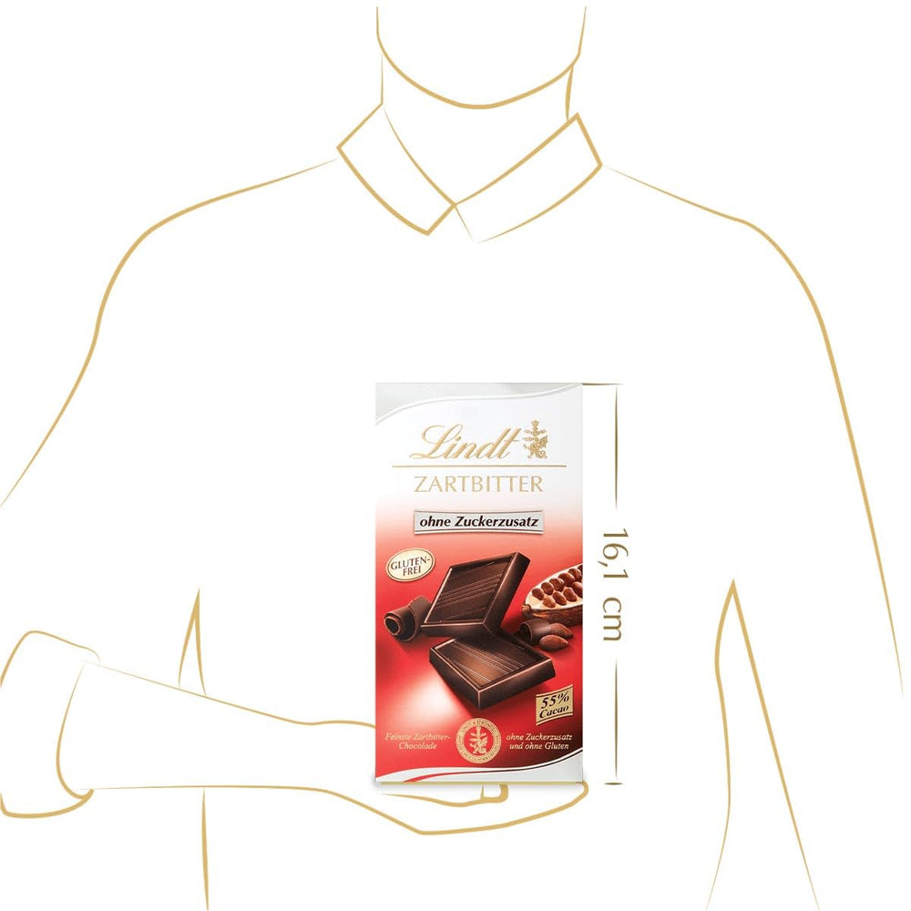 Chocolate negro sin azúcar añadido | Tableta 100g | Lo mejor con 55% cacao, sin gluten | Barra de chocolate | Set de regalo de chocolate (paquete de 4)