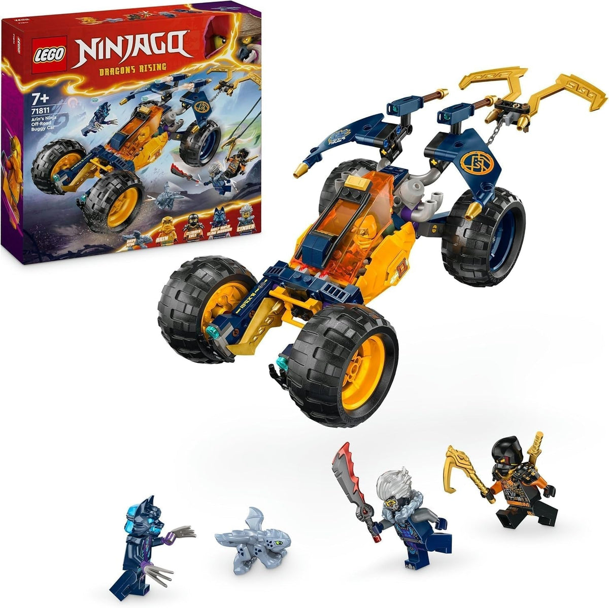 LEGO NINJAGO Buggy todoterreno ninja de Arin, juguete ninja con coche, dragón y 4 minifiguras, set de aventura modelo Buggy para niños, regalo de cumpleaños para niños y niñas a partir de 7 años 71811 Juegos de construcción Beuche den LEGO-Store Single