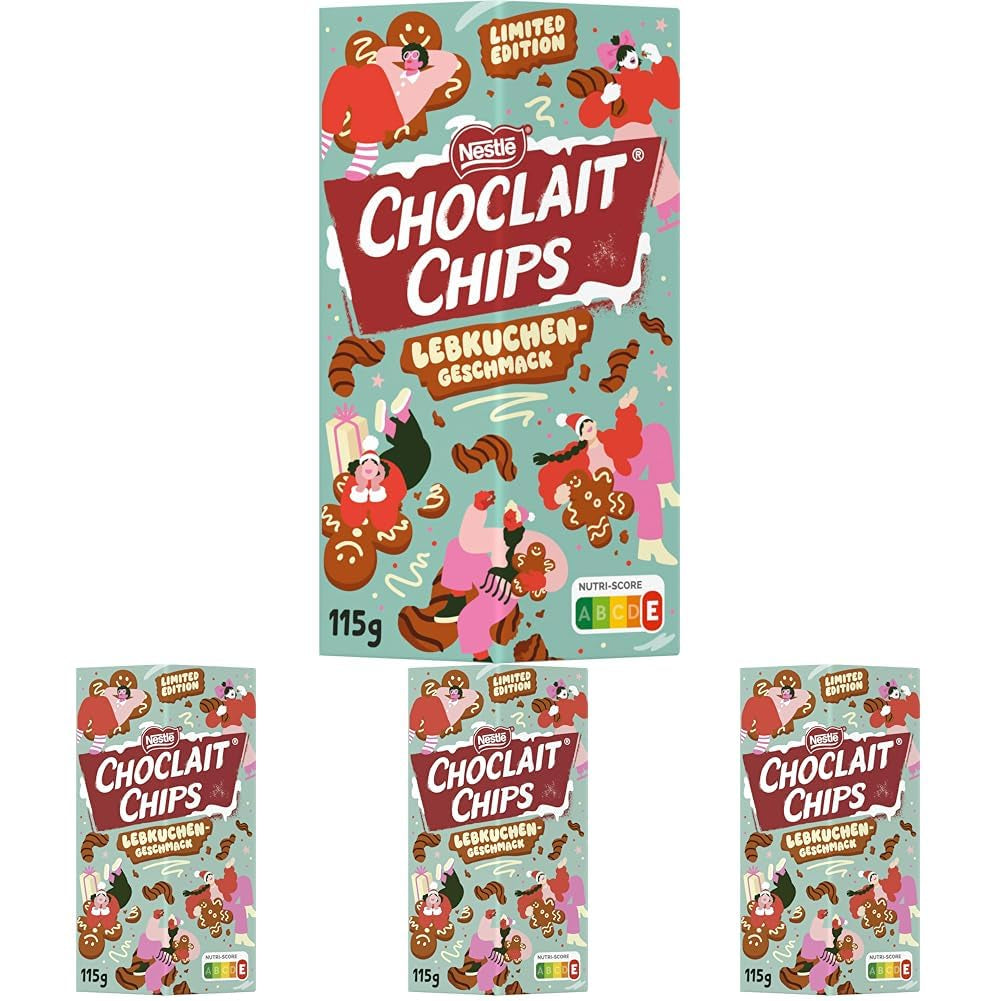 Nestlé Gingerbread, un delicioso y crujiente snack con sabor a pan de jengibre, cubierto de chocolate con leche y refinado con franjas decorativas de chocolate amargo, paquete de 4 (1 x 115g)