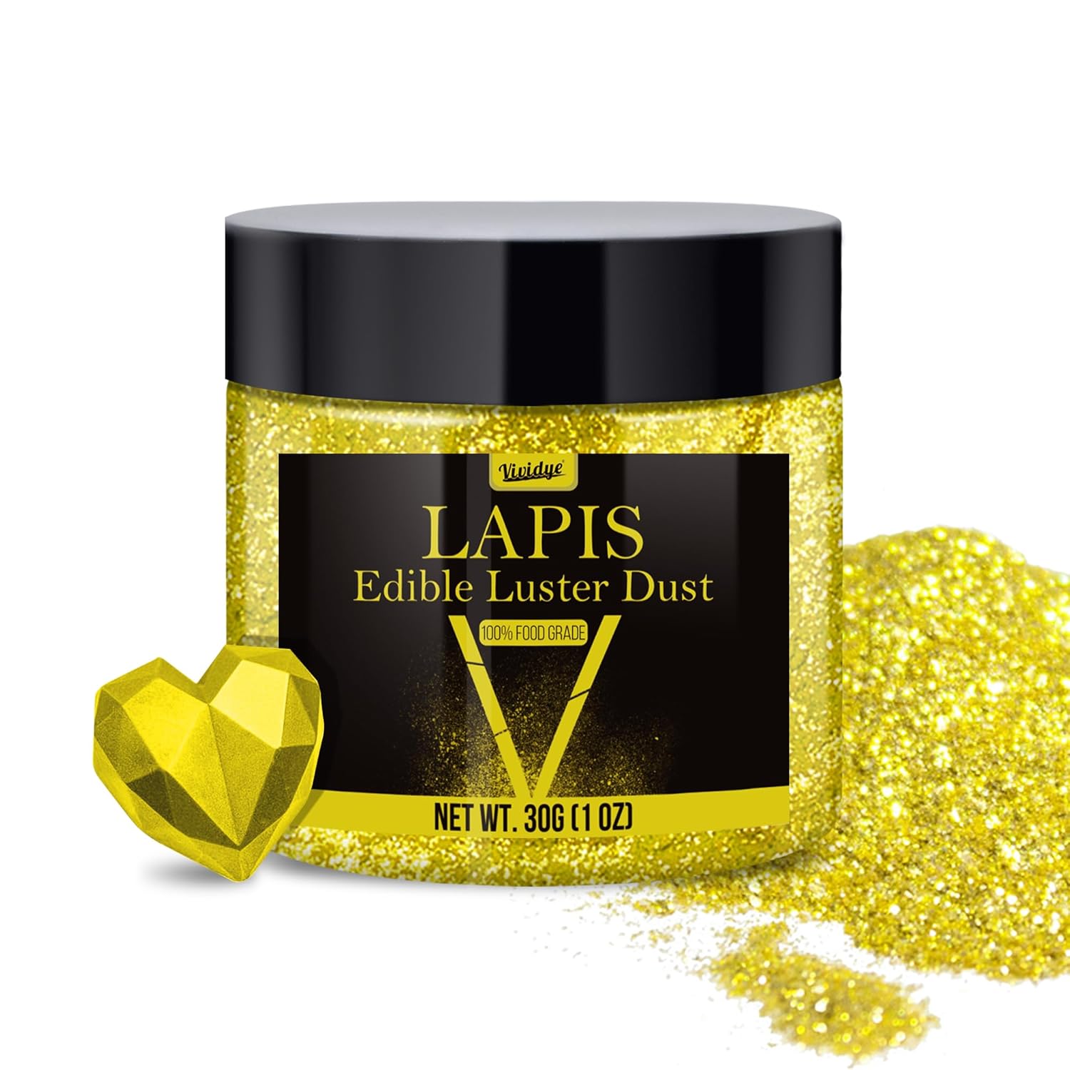 Glitter comestibil, praf, diverse culori, 30 grame Naty Shop Auriu Metalizat