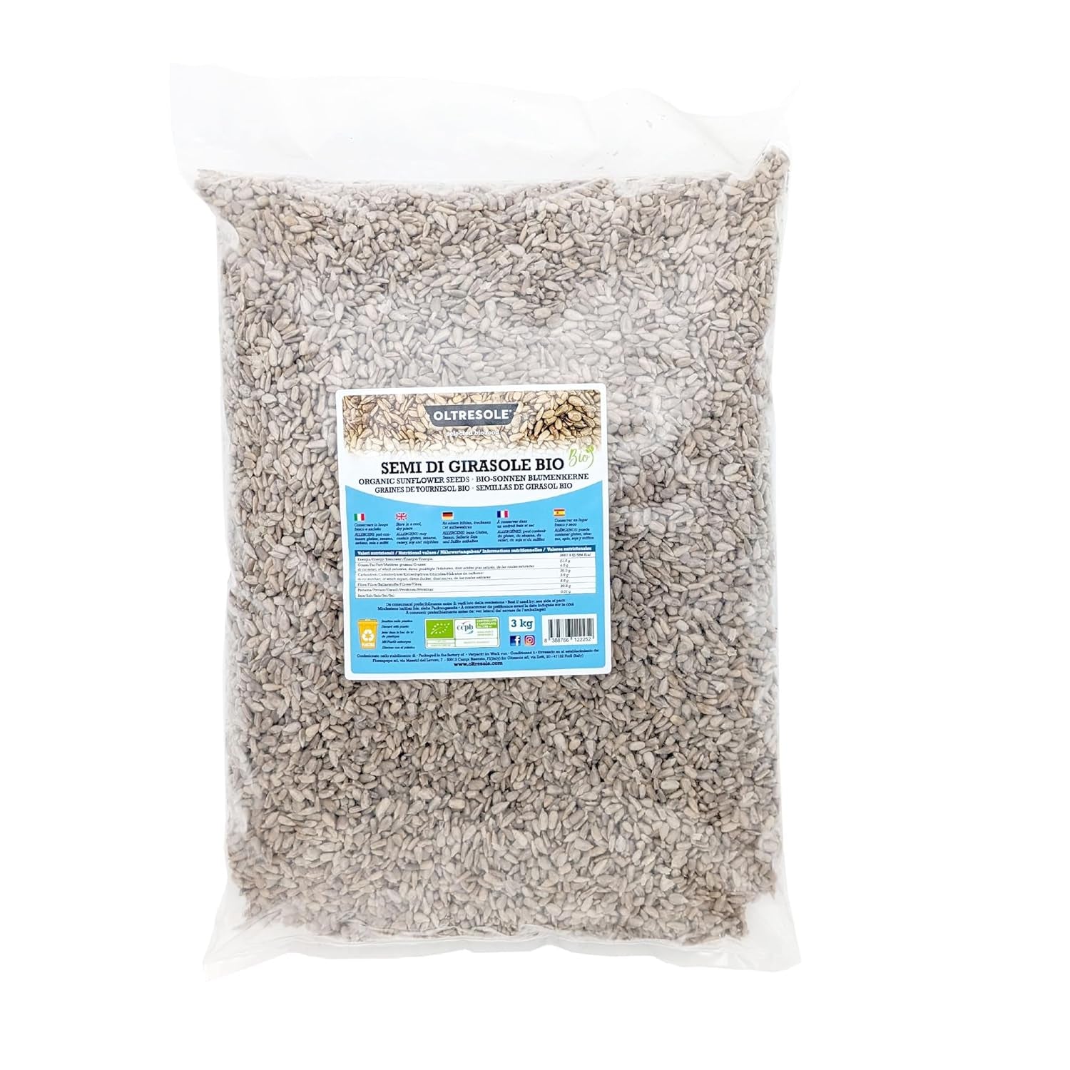 Semințe de floarea-soarelui organice 3 kg, semințe de floarea-soarelui organice crude, decojite, neprăjite și nesărate, bogate în fibre și nutrienți, ideale ca gustare și pentru rețete