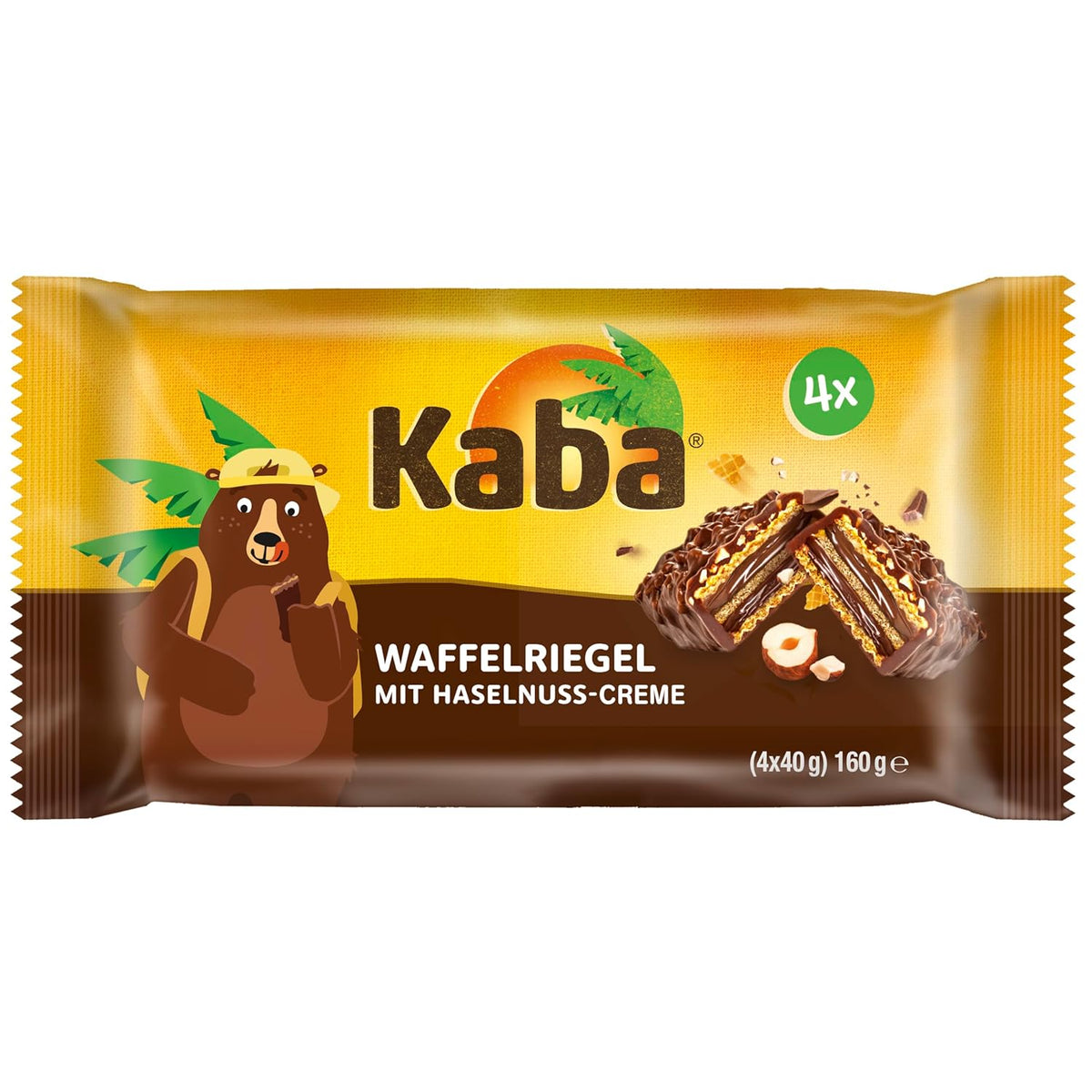 Barritas Kaba Napolitanas 40g, 4 barritas crujientes rellenas de barquillos y fina crema de avellanas, en multipack con original sabor Kaba