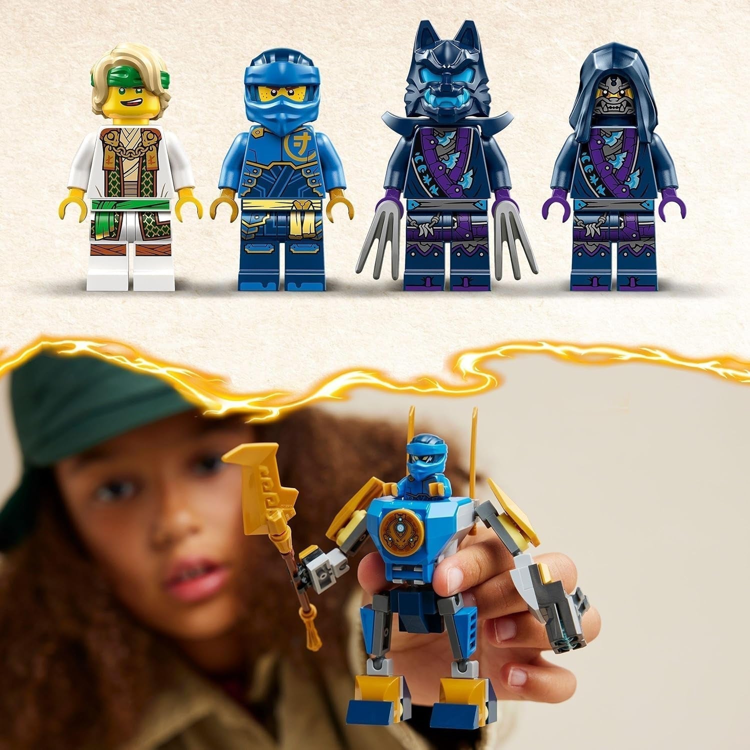 LEGO NINJAGO Jay Battle Mech, juguete ninja para niños con figuras, incluida minifigura de Jay con mini katana, figuras de acción y mech, pequeño regalo para niños y niñas creativos a partir de 6 años 71805 Juegos de construcción Besuche den LEGO-Store