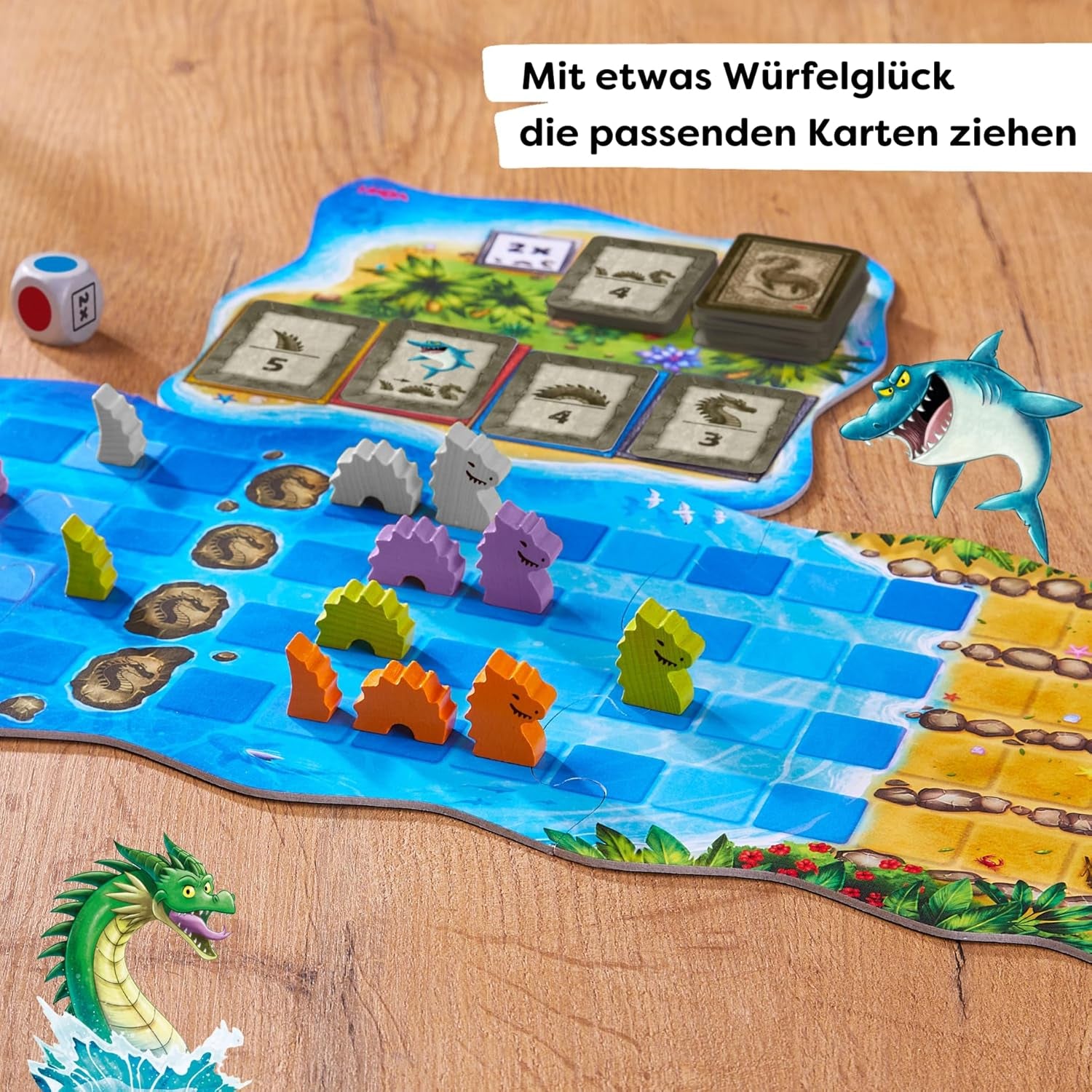 HABA Water Dragons - Juego de dados y estrategia para niños a partir de 5 años - Emocionante juego de mesa con dragones y figuras de madera - Juego familiar para 2-4 jugadores - 1307133001