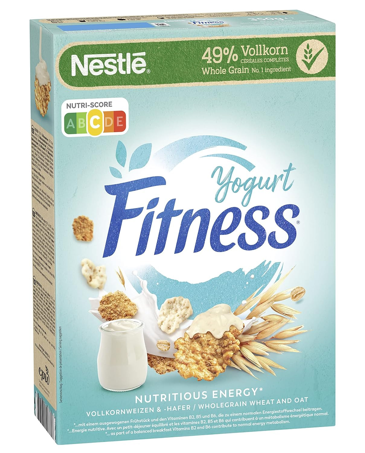 Cereales de desayuno integrales Nestlé Fitness Yogurt con sabor parcial a yogur, paquete de 4 (4 x 350 g)
