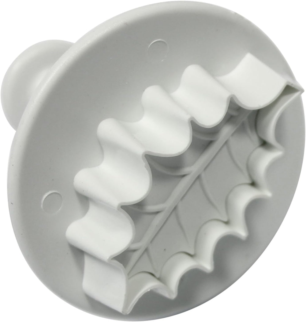 HL544 Forme de embosat cu frunză de ilex cu nervuri, dimensiuni mici, medii și mari, plastic, albe, set de 3