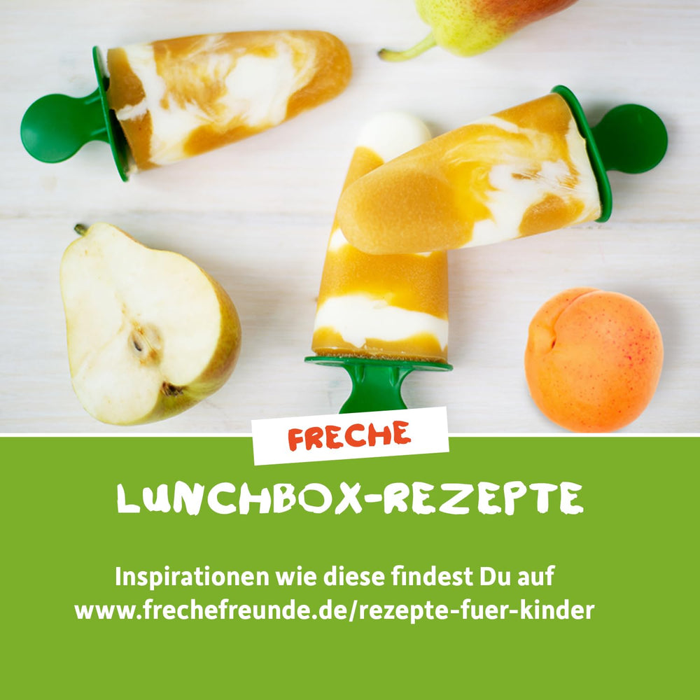 FRECHE FREUNDE Bolsita de fruta ecológica exprimible con manzanas, plátanos, espinacas y pepino, puré de frutas y verduras en bolsita exprimible para bebés a partir de 6 meses, vegano, paquete de 6 (6 x 100 g)