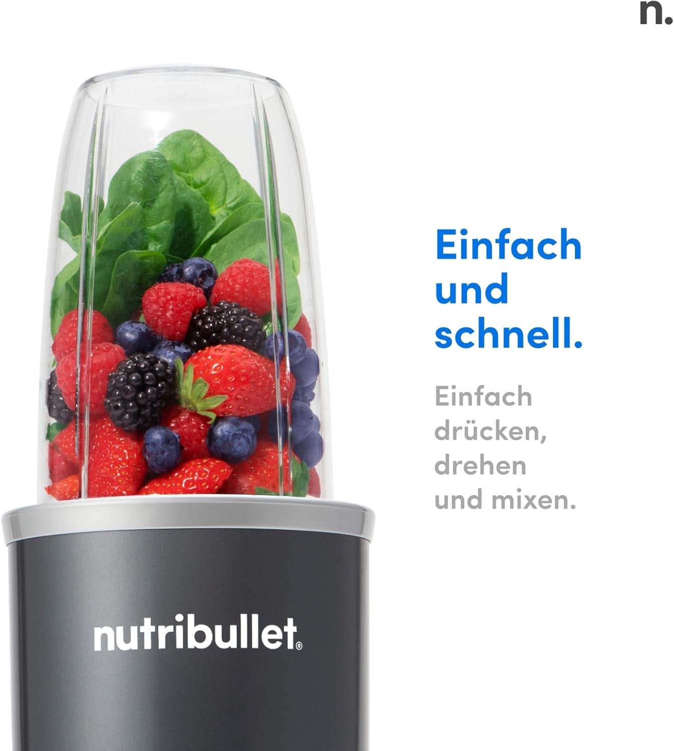 Nutribullet Original, Batidora eléctrica, Zerkleinerer, Smoothiemixer, Smoothie Maker, 600 W Leistung, Einfach Und Schnell in Der Anwendung, Kompakt, Leicht Zu Reinigen, NB603DG Kitchen Naty Shop