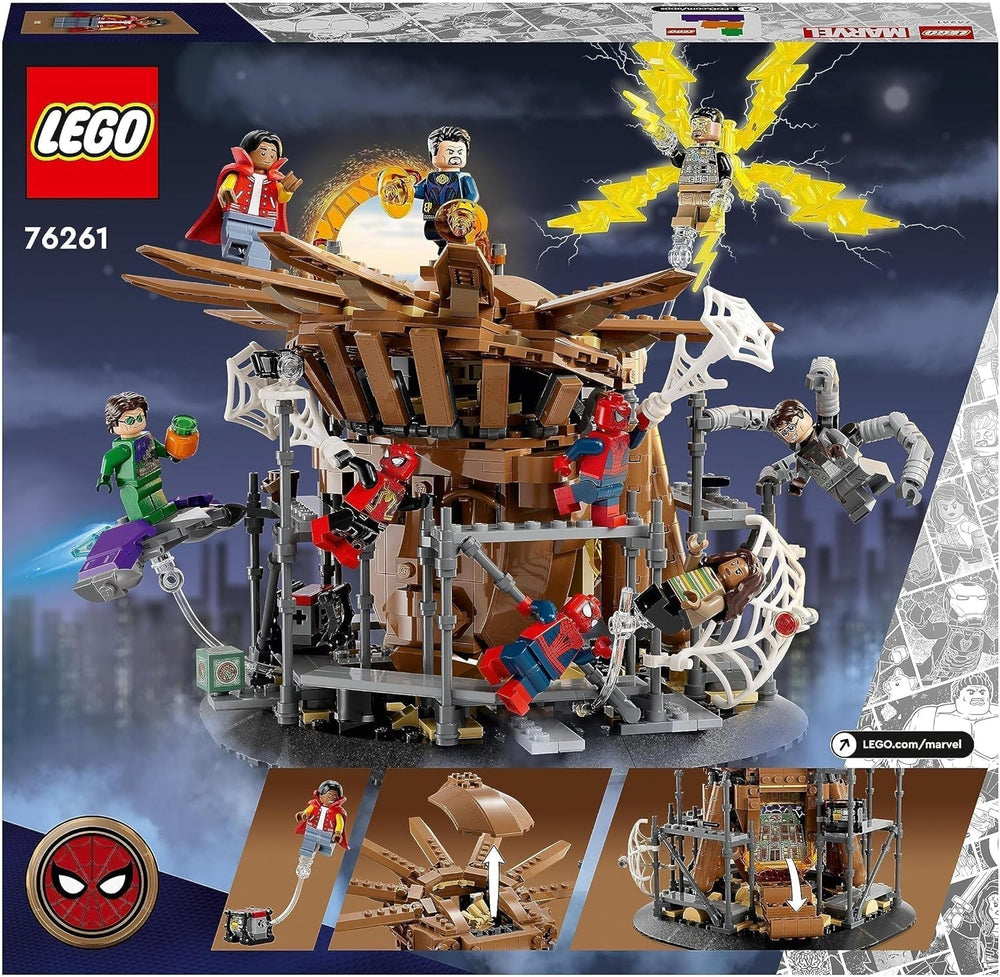 LEGO 76261 Marvel El Gran Enfrentamiento de Spider-Man, Spider-Man: No Way Home, set con 3 minifiguras de Peter Parker más el Duende Verde, Electro, Sandman, Ned, Doctor Strange y MJ, modelo coleccionable Juegos de construcción Besuche den LEGO-Store