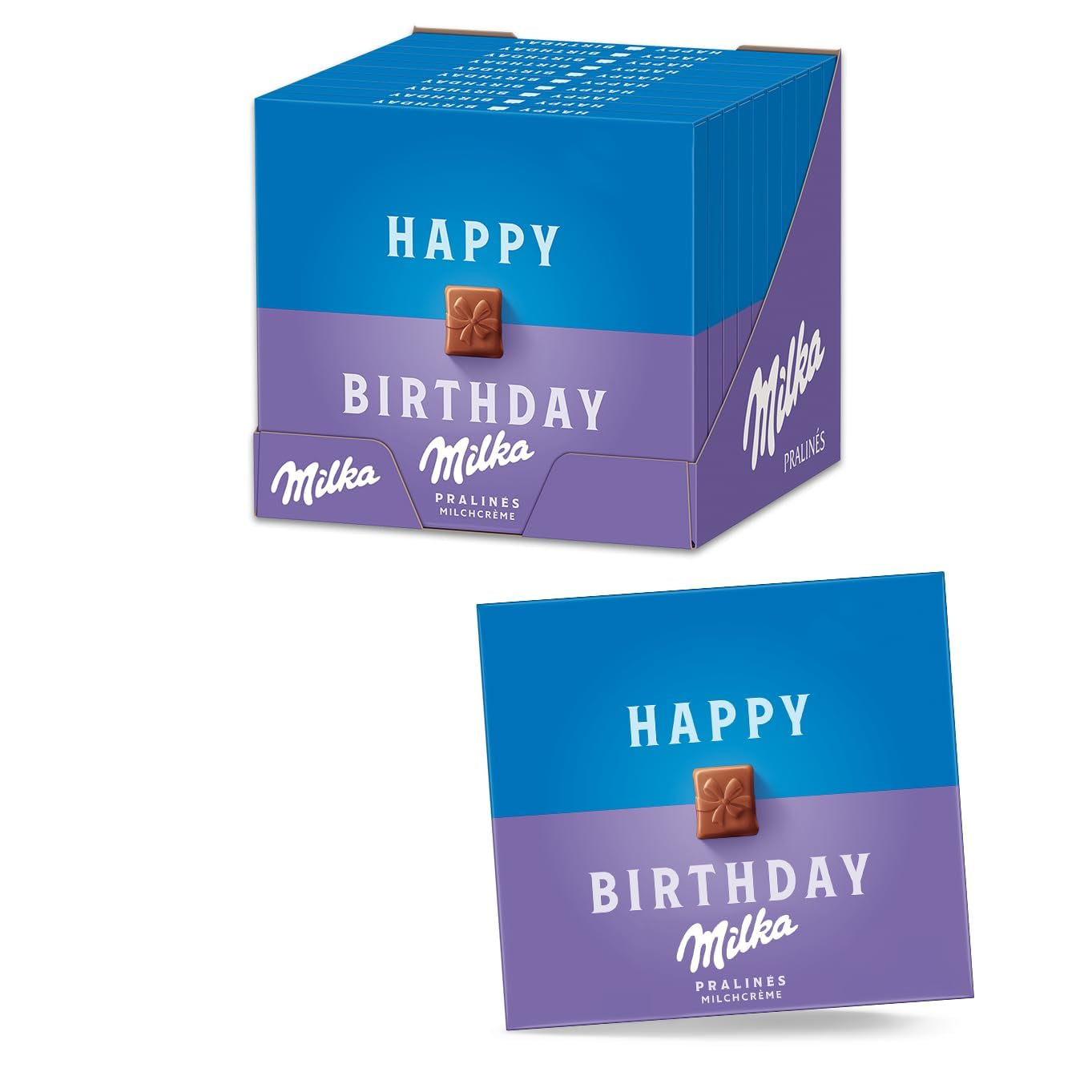 Praliné Milka Felicitaciones – Chocolate con leche alpino con relleno de fina crema de leche – 10 x 110 g