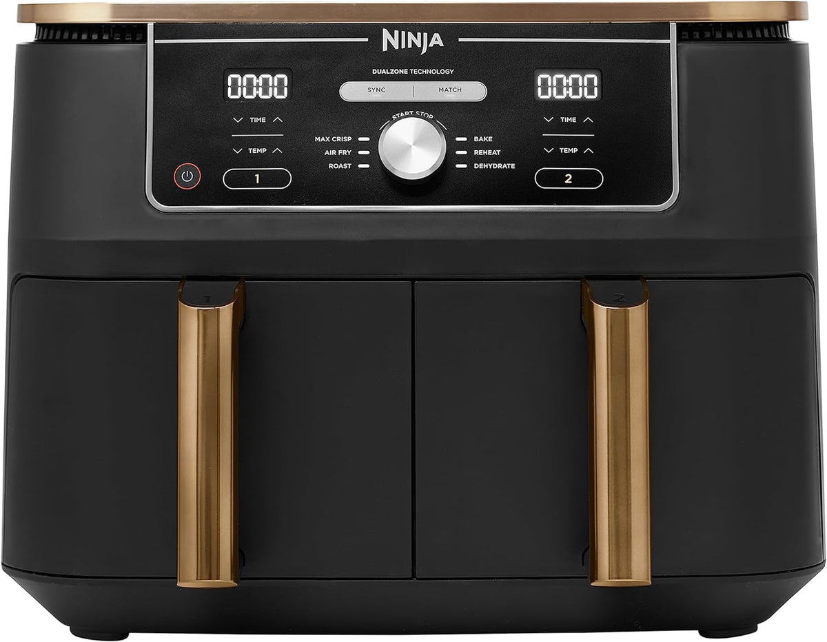Freidora de aire Ninja Foodi AF400EUCP MAX de doble zona, Airfryer de 9,5 L, 2 compartimentos, con pinzas, revestimiento antiadherente Electrodomésticos Naty Shop Default Title