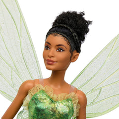 Păpușa Disney Peter Pan și Wendy Tinker Bell cu aripi mobile și rochie verde, inspirată din film, cadou pentru copii pentru a reconstitui scene sau propriile aventuri, HNY37
