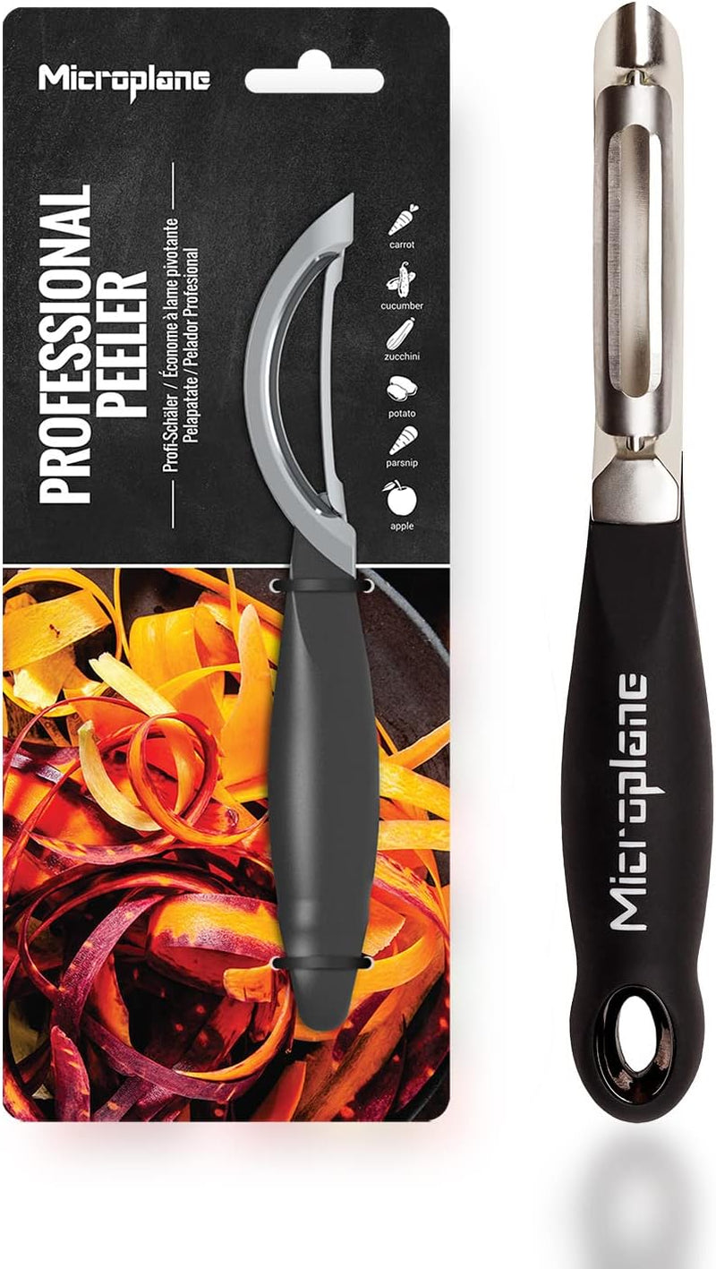 Naty Shop Pelador Ambidiestro Profesional Microplane de Doble Hoja de Acero Inoxidable