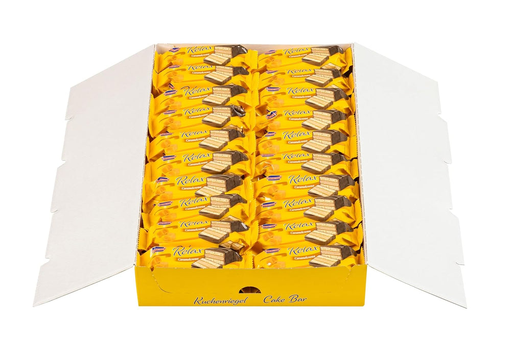 KuchenMeister Barra de Pastel de Cacao Relax 32g | Bizcocho de chocolate | Relleno delicado con crema de cacao | Crujiente de chocolate amargo | Merienda perfecta entre horas | 1 barra de 32 g.