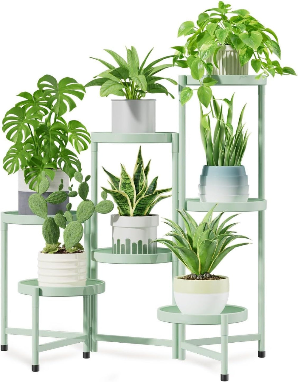 Idavosic.Ly Pflanzenständer Metall Groß Mit 5 Etagen, Blumenständer Pflanzenregal Blumenregal Indoor Outdoor, Faltbar Blumentreppen Innen Plant Stand Shelf Für Garten Balkon Wohnzimmer (Rund, Schwarz)