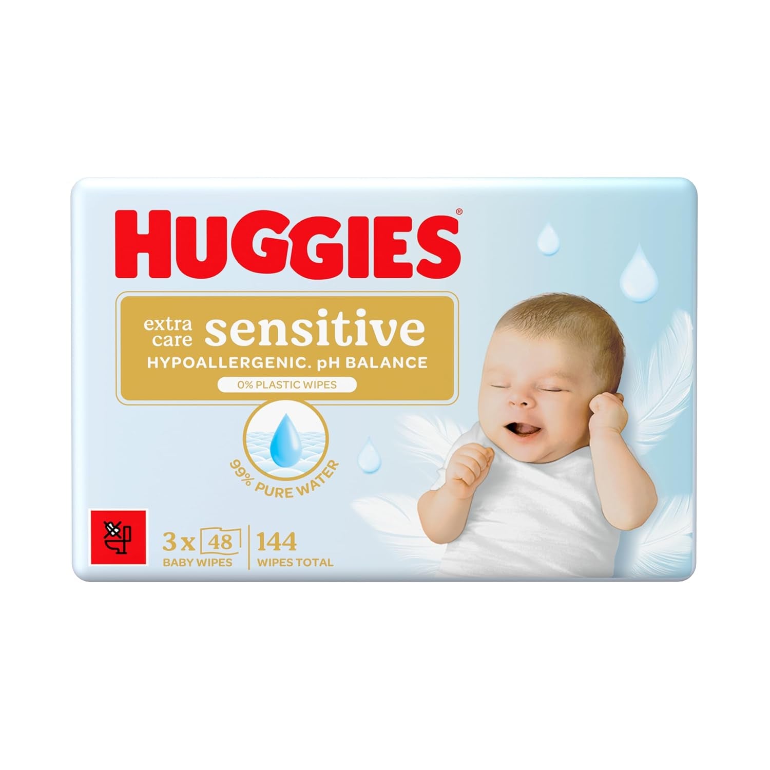 Toallitas para bebés sensibles Huggies Pure Extra Care, 99 % agua, sin plástico, sin fragancia