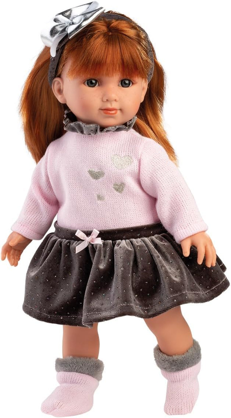 Llorens 1053551 Muñeca Nicole, pelirroja y ojos azules, Fashion Doll con cuerpo blandito, inkl. Outfit y Hairreif de moda, 35 cm