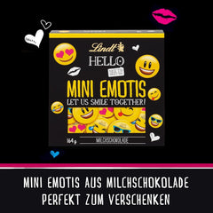 HELLO Mini Emoticoane Ciocolată | 164 g | Aprox. 27 de emoticoane cool în diverse modele, realizate din cea mai fină ciocolată cu lapte | Cadou de ciocolată pentru copii | Pentru decorare (pachet de 2)