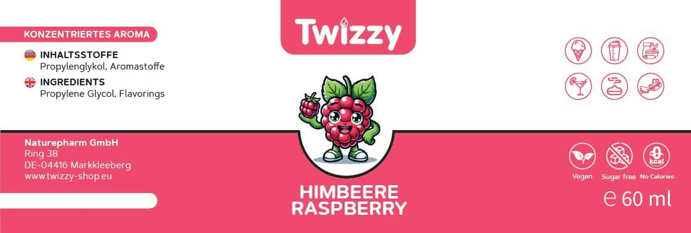 Twizzy, intenso sabor a frambuesa, 60 mililitros Arome Naty Shop