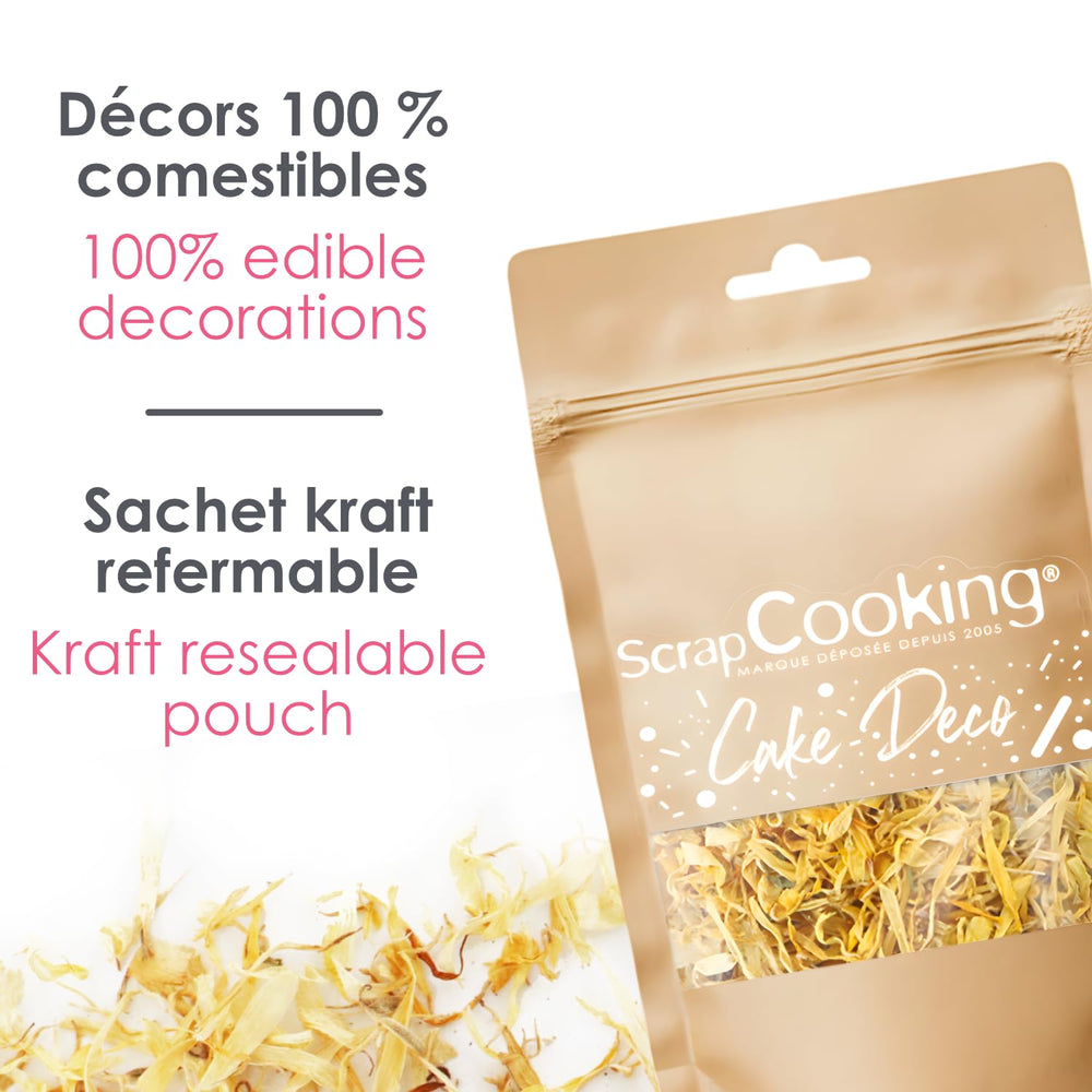 ScrapCooking - Caléndulas secas 3,5 g - Flores comestibles - Decoraciones alimentarias para hornear - Para postres, pasteles, tartas, magdalenas - Navidad, primavera, cumpleaños - Amarillo dorado - 7471