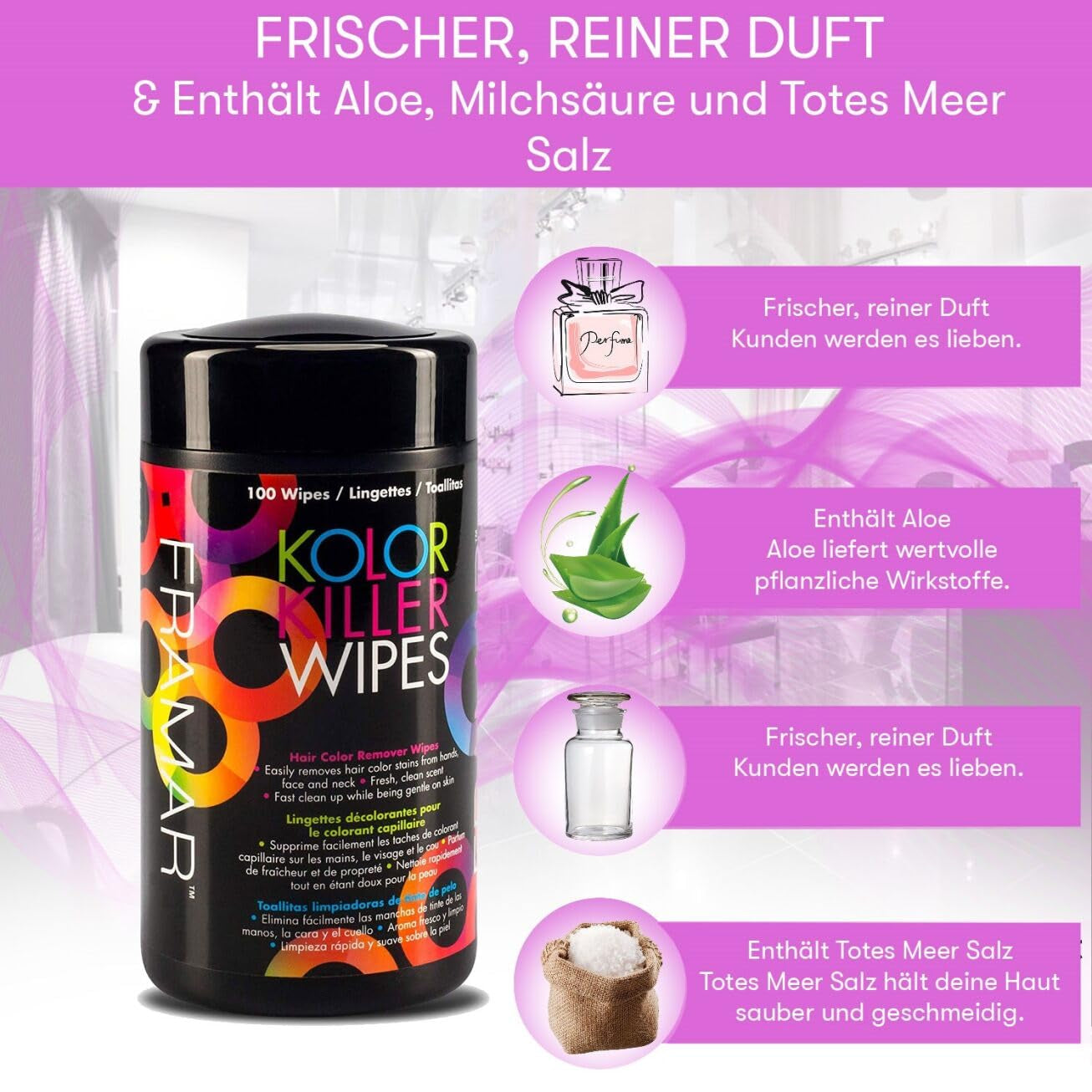 FRAMAR Demachiant pentru păr vopsit - Demachiant pentru păr vopsit, Demachiant pentru păr vopsit, Demachiant pentru păr vopsit, Accesorii pentru vopsirea părului, Demachiant pentru păr vopsit, Demachiant pentru păr vopsit - 100 șervețele Vopsea pentru par Naty Shop