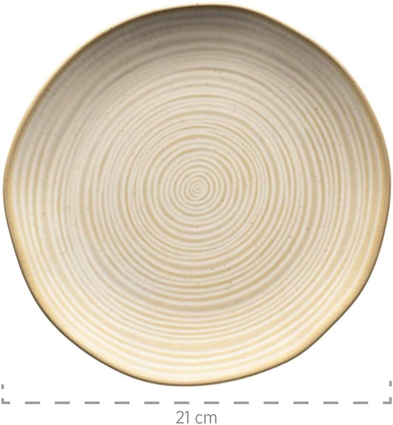 MÄSER 931512 Nottingham Vintage Series Set de veselă pentru 4 persoane, serviciu combinat de 20 de piese cu forme rotunjite neregulate în aspect retro, gresie, bej