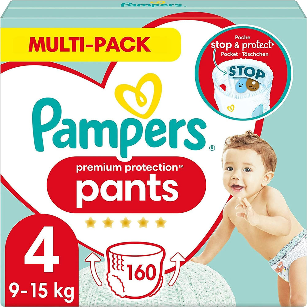 Pampers Premium Protection Pants Talla 7, 123 pañales, 15 kg+, con ajuste de 360° y puños suaves antifugas para una comodidad y protección óptimas
