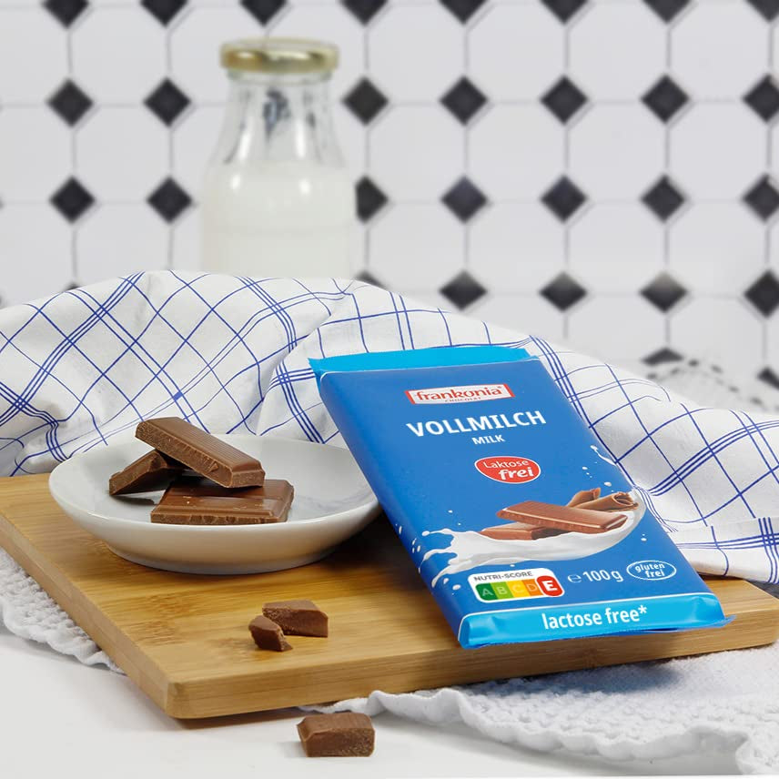 frankonia CHOCOLATE Chocolate con leche entera sin lactosa y gluten, 100 g