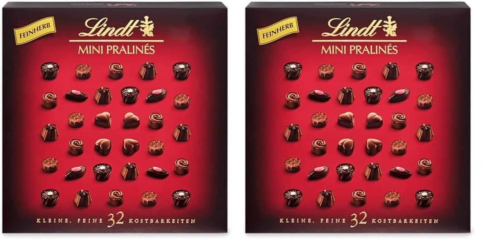 Lindt, caja de bombones con 18 bombones cada uno en 6 surtidos, 90 gramos Naty Shop Caramelos de chocolate 2 x 163 gramos Chocolate negro con varios rellenos