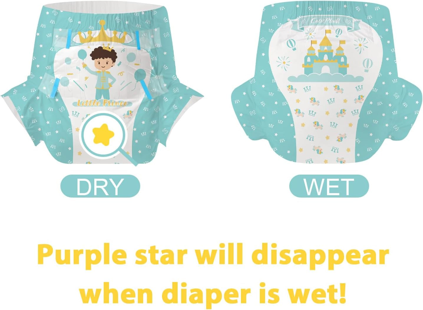 CutiePlusU Pañales para Adultos Paquete de 2 Bragas Desechables para Incontinencia con Solapas para Mujeres y Hombres Máxima Absorbencia Durante la Noche - Principito (Mediano 71-96 cm)