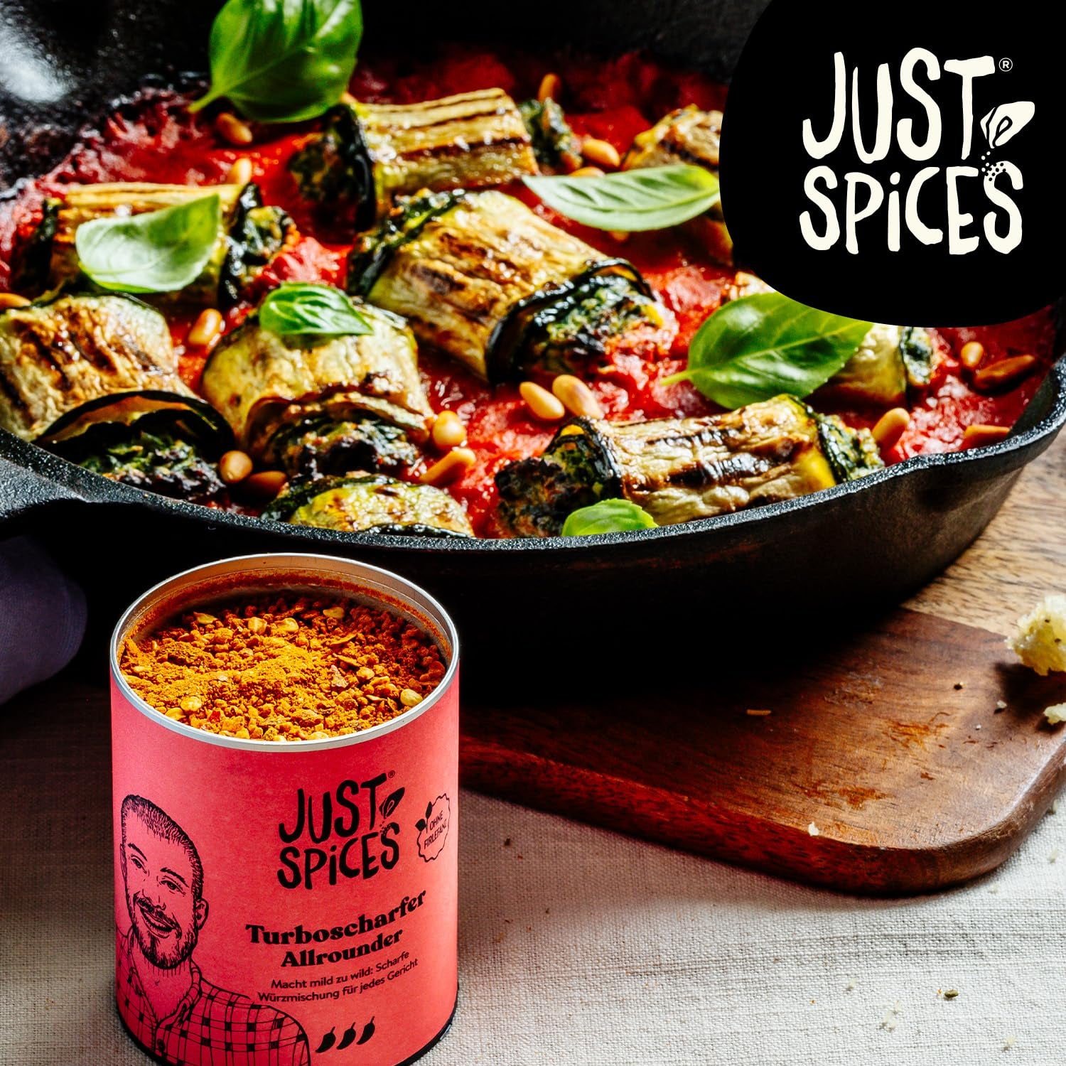 Just Spices Turbo Sharper Allrounder I Mehr Wumms für jedes Gericht mit dreifach Chili I Gewürzdose, 61 g