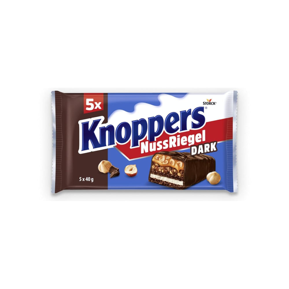 Knoppers Peanut Bar – 1 x 200g (5 barras) – Barra de chocolate con leche con crema de maní, maní salado picado, caramelo y chocolate con leche