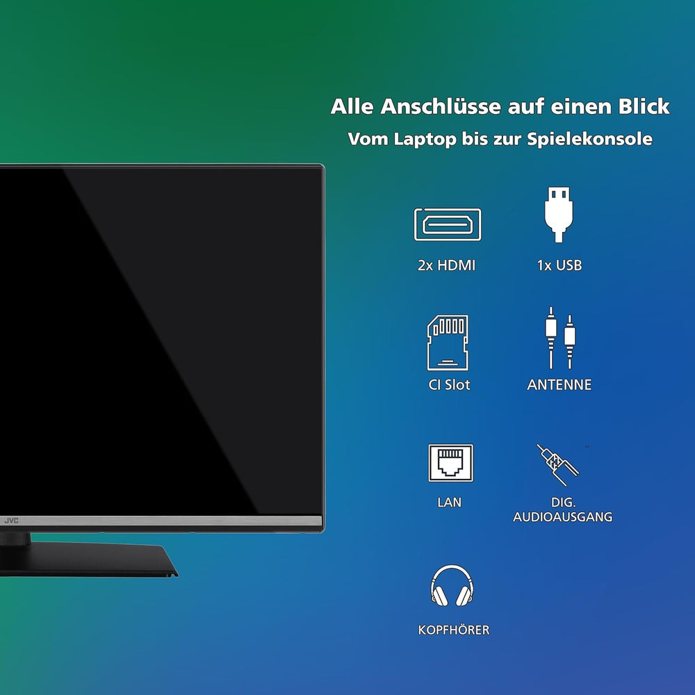 Televizor inteligent JVC VIDAA LT-32VDF5455 de 32 de inci, televizor Full HD, televizor HDR cu tuner triplu integrat, televizor LED negru