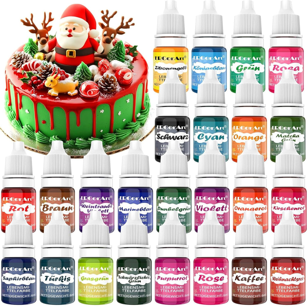 Colorant alimentar pudră - 24 coloranți alimentari foarte concentrați, coloranți alimentari vibranți pentru prăjituri, macaroane, fondant, gătit, glazură, cremă de unt, fursecuri - 2 g (fiecare)