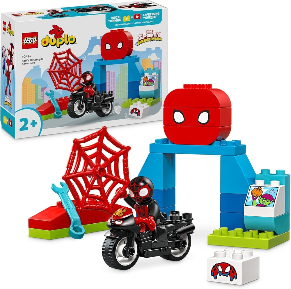 LEGO DUPLO Marvel Spins Motorcycle Adventure, juego de fantasía para la serie de televisión Spidey y sus súper amigos, juguete educativo de construcción y reconstrucción para niños a partir de 2 años 10424 Juegos de construcción Besuche den LEGO-Store Título predeterminado